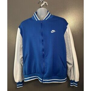 Nike Jacket Mens Extra Large Blue White Full Zip Varsity Bomber Retro Swoosh XL